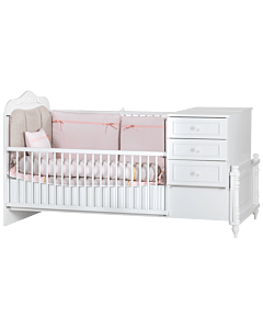 Бебешка кошара и детско легло 2в1 NIL 80 х 180 см - бяла (3575151)