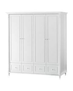 Четирикрилен детски гардероб  с чекмеджета NIL - бял (3575156)