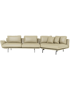 Кожен ъглов диван GRAM LUX - крем (3551218_3)