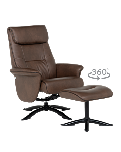 Кресло с табуретка EMA - кафяво (3532929)