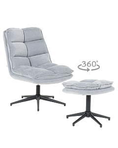 Кресло с табуретка JANET - светлосиво (3532924)