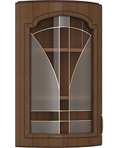 Кухненски шкаф OREH горен В-30/72  ВИТРИНА ЗАОБЛЕН  орех/орех мускат патина  (005.002.0212)