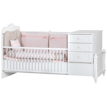 Бебешка кошара и детско легло 2в1 NIL 80 х 180 см - бяла (3575151)