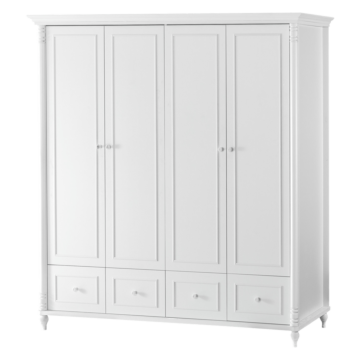 Четирикрилен детски гардероб  с чекмеджета NIL - бял (3575156)