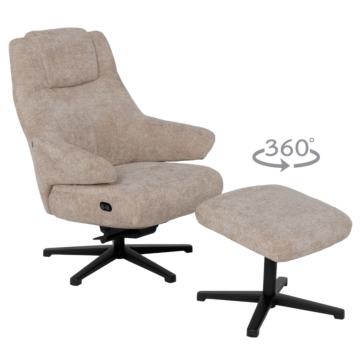 Електрическо масажно кресло с табуретка SINES - крем (3532966)