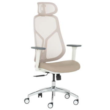 Ергономичен стол Carmen 7901 W еко кожа - сив-розов (3520183)