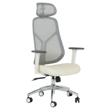 Ергономичен стол Carmen 7901 W еко кожа - сив-шампанско (3520182_1)