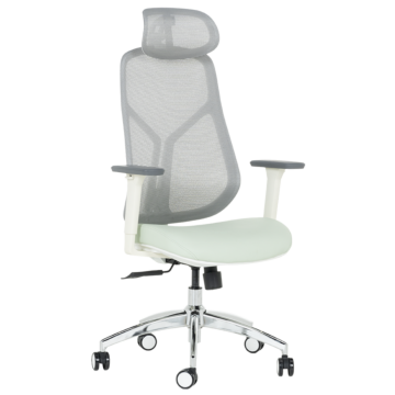 Ергономичен стол Carmen 7901 W еко кожа - сив-светлозелен (3520182)