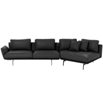 Кожен ъглов диван GRAM LUX - черен (3551218)