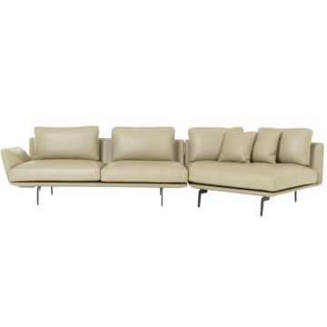 Кожен ъглов диван GRAM LUX - крем (3551218_3)