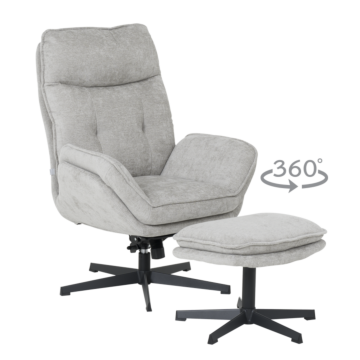 Кресло с табуретка ANDREA - светлосиво (3532950)