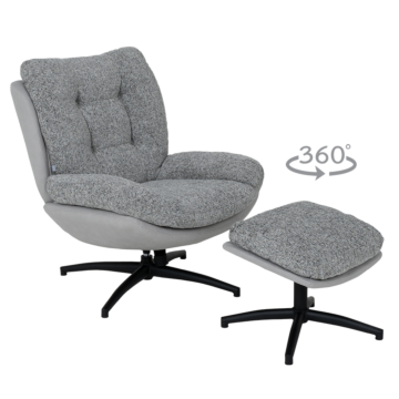 Кресло с табуретка CHAVES - сив (3532961)