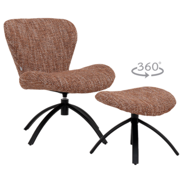 Кресло с табуретка HAMS - кафяво (3532981)