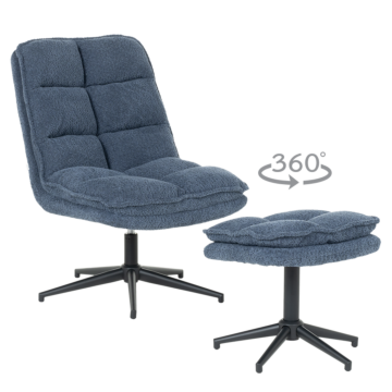 Кресло с табуретка JANET - синьо (3532926)