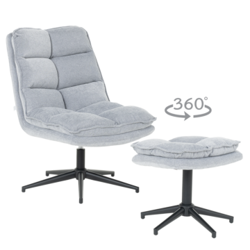 Кресло с табуретка JANET - светлосиво (3532924)