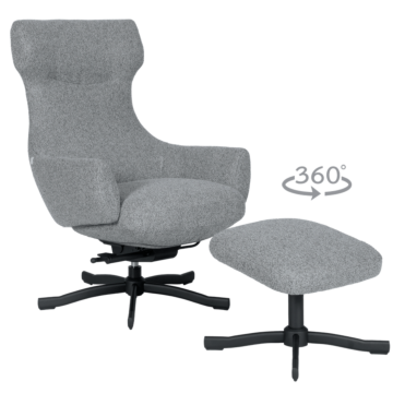 Кресло с табуретка LAMEGO - сивo (3532964)