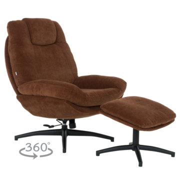 Кресло с табуретка PORTO - кафяво (3532932)