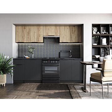 Кухня EMMA 2.40 карбон/дъб артисан/черно