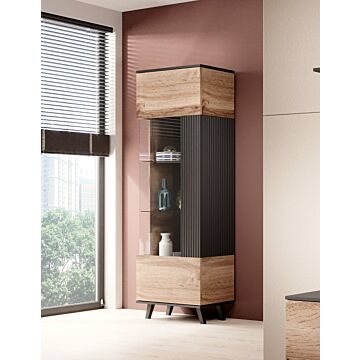 Витрина RANDOM W-1 дъб вотан/черно  (100.008.0030)