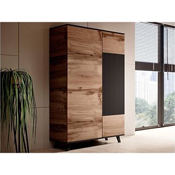 Гардероб RANDOM S-1 двукрил дъб вотан/черно  (100.011.0016)