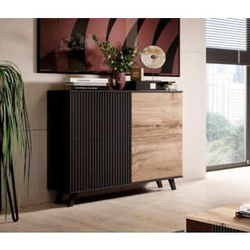 Комод RANDOM KM-2 дъб вотан/черно  (100.008.0027)