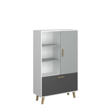 Етажерка TIMMY 1D1K  бяло/св.сиво-графит/натур  (092.090.0114)