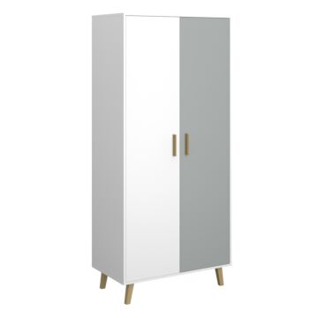 Гардероб TIMMY 2D бяло/св.сиво/натурално  (092.090.0119)