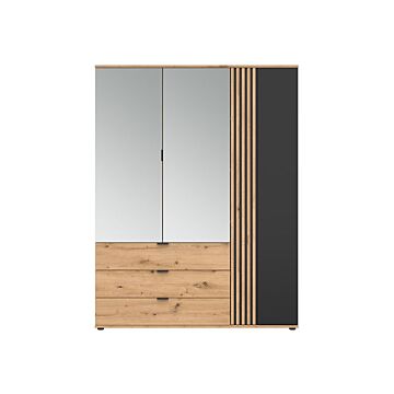 Гардероб VABRES SZF1D2M3S дъб артисан/черно-огледало  (007.008.0027)
