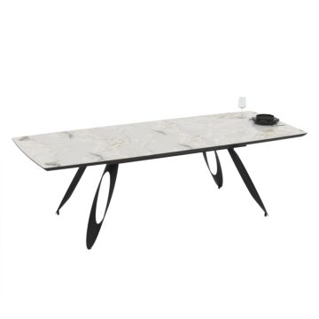 Трапезна маса MERKUR разтегателна бежов мрамор/черно  (070.003.0038)