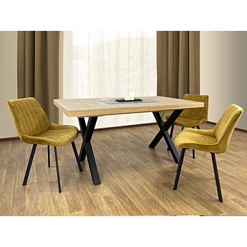 Трапезна маса XARIS  разтегателна, дъб хикори натур/черно  (006.004.0013)