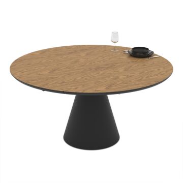 Трапезна маса YANDAN разтегателна кръгла меден дъб/черно  (070.003.0037)