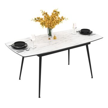 Трапезна маса YENSE разтегателна бял мрамор/черно  (070.003.0031)
