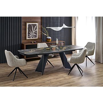 Трапезна маса ARMANI разтегателна черен мрамор/черно  (100.001.0229)