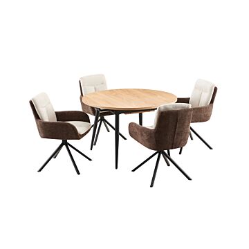 Трапезна маса SENDO кръгла разтегателна, натурално/черно  (100.001.0226)