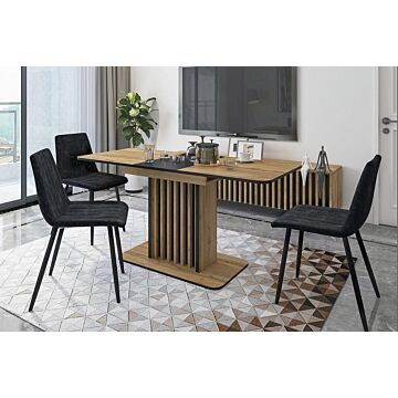 Трапезна маса KENT разтегателна, дъб артисан/черно  (100.001.0207)