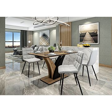 Трапезна маса NEPTUN разтегателна, дъб артисан/черно  (100.001.0206)