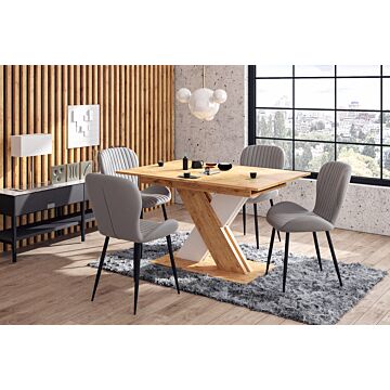 Трапезна маса XARELTO разтегателна, дъб ланселот/бяло  (100.001.0188)