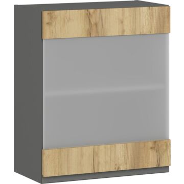 Кухненски шкаф LUSIL B-60/72 ВИТРИНА 1 ВРАТА графит/златен дъб крафт  (005.002.0043)