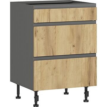 Кухненски шкаф LUSIL H-60/87 3 ЧЕКМЕДЖЕТА графит/златен дъб крафт  (005.002.0055)