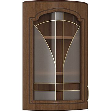 Кухненски шкаф OREH горен В-30/72  ВИТРИНА ЗАОБЛЕН  орех/орех мускат патина  (005.002.0212)