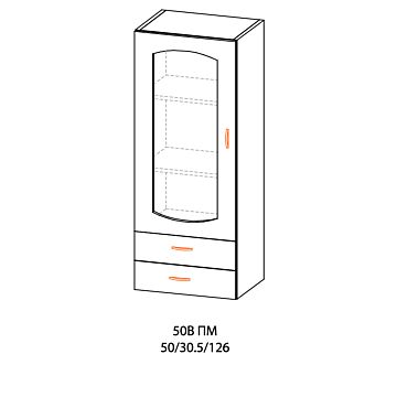 Кухненски шкаф PAULA ВИТРИНА 50МВ ПЕНАЛ, бреза  (089.001.0973)