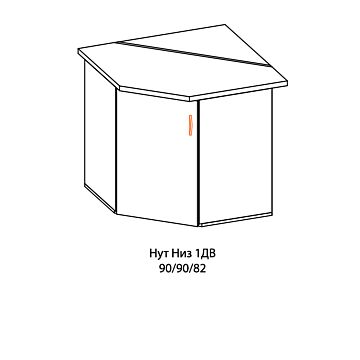 Кухненски шкаф PAULA  90Н КУТ НИЗ 1ДВ с плот, бреза  (089.001.1067)
