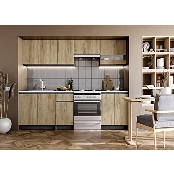 Кухня KATARINA LUX 2.40м графит/златен дъб крафт