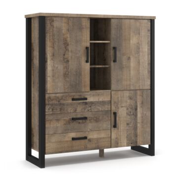 Шкаф EMILI 3Д3Ш колониален дъб гранж/черно  (089.004.0178)