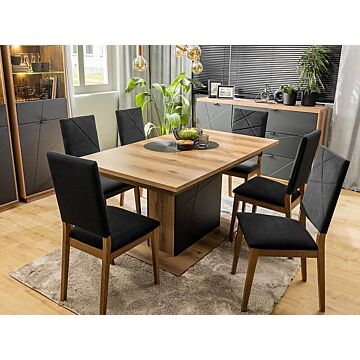 Трапезна маса разтегателна FORN STO/160 дъб делано/черно мат  (007.011.0068)