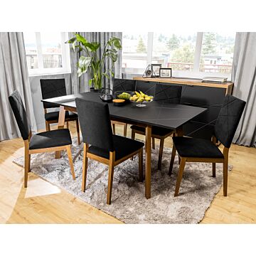 Трапезна маса разтегателна FORN STOL дъб стирлинг/черно мат  (007.011.0072)