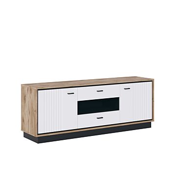 Тв шкаф MESTRE METF01 RTV дъб викинг-черно/бял лак  (088.002.0050)