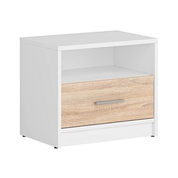 Нощно шкафче NEPO PLUS KOM1S корпус бяло/фронт дъб сонома  (020.004.0006)