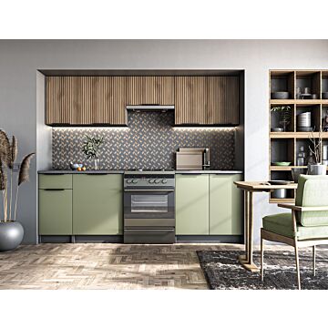 Кухня KSENIA 2.40 светъл орех/пистачио/антрацит/плот сиво