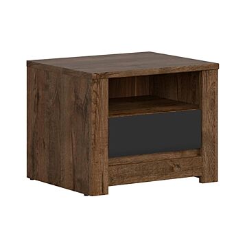 Нощно шкафче RUSO KOM1S корпус дъб април/фронт черно мат  (023.006.0013)